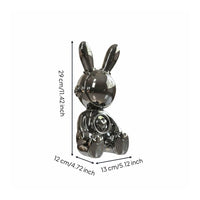 Astronaut Rabbit Figurine Reflective Surface Astronaut Rabbit Statue Cute