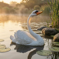 Floating Swan Sculpture Fiberglass Swan Pond Ornament Lightweight Easy to Move