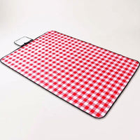 Picnic Blanket and Foldable Camping Mat for Outdoor Use, Waterproof Mat with PVC Layer, Gingham Check Picnic Mat, Lightweight Camping Blanket