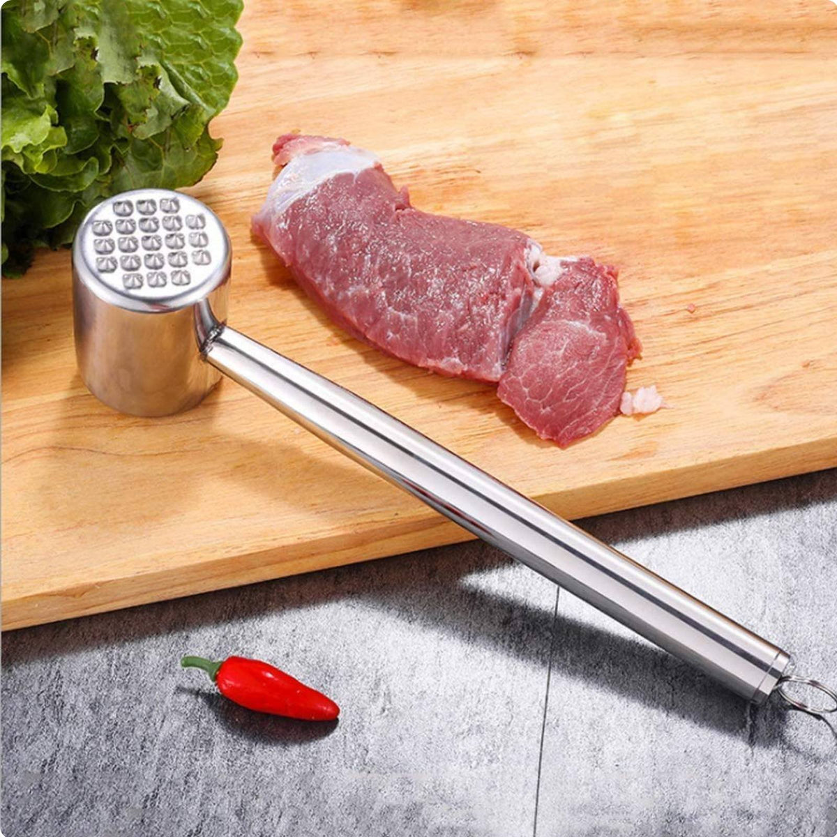 Stainless Steel Meat Mallet Heavy Duty Double Sided Protein Easy to Clean Steak Tenderizer Mallet for Home Cooks
