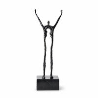 Abstract Human Sculpture with Pedestal Base Artistic Abstract Human Figurine Solid Cast Sculpture with Base for Living Room, Office, Entryway