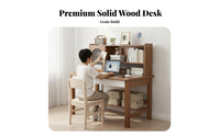 Study Desk with Storage Shelves Solid Wood Construction Writing Table with Bookshelf Multifunctional Student Workstation for Students, Adults, Bedroom