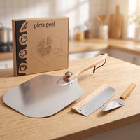 3 Pieces Aluminum Pizza Peel Set Metal Pizza Paddle Set Heat-Resistant Bakeware Lightweight for Home Bakers