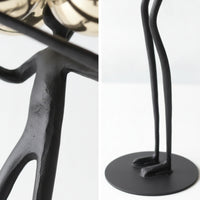 Sculpture with Golden Spheres Minimalist Cast Iron Sculpture Permanent Artistic Value Piece for Homeowners, Living Room