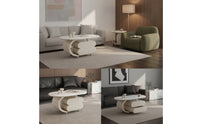 Oval Table Practical Wheeled Coffee Table Movable Furniture for Living Room, Lounge, Reading Corner