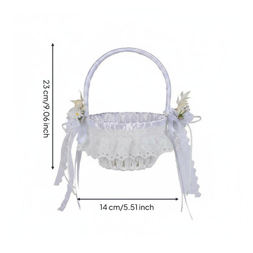 Folding Wedding Basket Portable Bridal Basket Artificial Flowers for Brides
