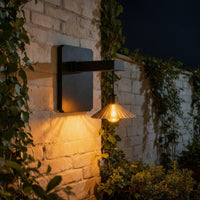 Sun-Powered Wall Lamp with Pleated Shade Waterproof for Patio, Balcony