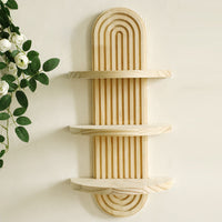 Creative Solid Wood Wall Planter Shelf with Oval Thread Multi-layer