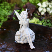Mist Fairy Ornament Weather-Resistant Resin Fairy Garden Statue Handmade Feel Outdoor Decor for Balcony