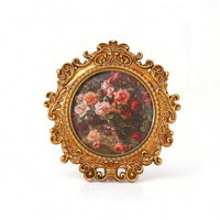 Floral Wall Art with Frame Ornate Floral Artwork Vintage-Style for Shelf