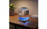 Desktop Fish Tank with Light Compact Size Desktop LED Aquarium Panoramic View Rotating Betta Tank for Beginners, Kids, Office, Bedroom