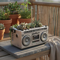 Tape Recorder Flower Pot Creative Design Radio Planter Realistic Shape for Desk
