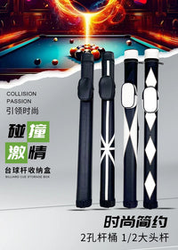 Billiard Cue Tube, Oval, Leather-like PU, for 2/1 Cues, Solid or Two-tone