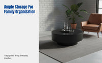 Modern Minimalist Sintered Stone Coffee Table Set, Round Storage Table, Luxury Living Room Furniture for Small Spaces
