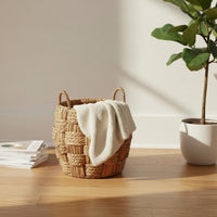 Rattan Hamper Handwoven Rattan Basket Two Handles for Bathroom