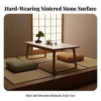 dual-level Rectangular Table Sintered Stone Top Living Room Furniture Small Space suitable Modern Design for Homeowners, Bedroom