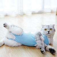 Cat Recovery Suit with Tie Straps, Round Neck Post Surgery Cat Suit for Anti Licking, Breathable Spay and Neuter Recovery, After Surgery Wear