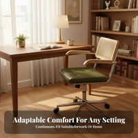 Rattan Back Swivel Chair Wear-Resistant Rattan Back Rolling Chair Easy to Clean