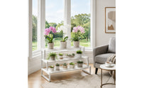 Floor-Standing 3-Tier Plant Stand Slatted 3 Tier Plant Stand Decorative Shelving Unit Space-Saving for Gardeners, Balcony, Patio, Living Room, Corner