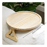 Bamboo Couch Armrest Tray Easy to Move Attach-on Sofa Side Table Multi-Purpose