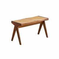 V-Leg Rattan Bench natural imperfection aesthetic artistic Long Stool Multi-Room Use for Entryway