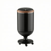 Wood-Grain Trash Can with Spring Lid Floor Standing Trash Can with Lid Glossy Wastebasket Easy to Clean for Kitchen