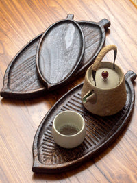 Solid Wood Ginkgo Leaf Tea Tray