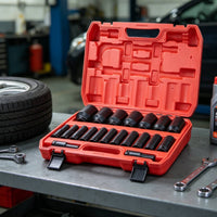 1/2-Inch Drive Deep Socket Set 20-Piece Impact Socket Set Rust-Resistant Tools Chrome Vanadium for Garage, Workshop