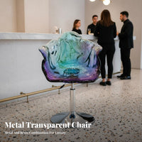Transparent flowerrear High Stool Adjustable Height Transparent Pedestal Chair 360° rotating Modern Look for Adults, Restaurant