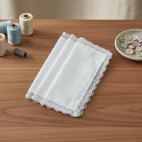 6 Pieces White Cotton Handkerchief Handmade DIY Cotton Hanky Washable for Travel