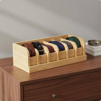 Belt Organizer Narrow Compartments Bamboo Drawer Organizer Open Top
