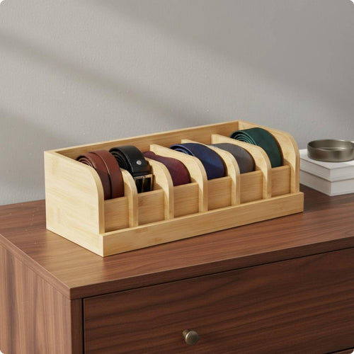 Belt Organizer Natural Finish Bamboo Drawer Organizer Space Saving