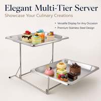 Two-Tier Stainless Steel Food Display Stand, Catering & Event Food Display, Pastry, Sandwich, Dessert, Buffet, Party, Hygienic Metal Serving