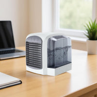 USB Mini Air Chiller Desktop Bladeless Air White Cooling Unit and Gray Humidifying Fan for Office