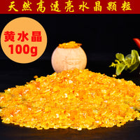 批发黄水晶碎石水晶颗粒元宝石头天然消磁石聚宝盆米缸鱼缸摆件