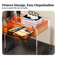 Curved designd Table with literature material compartment compartment Ample Storage Nightstand Multi-Functional
