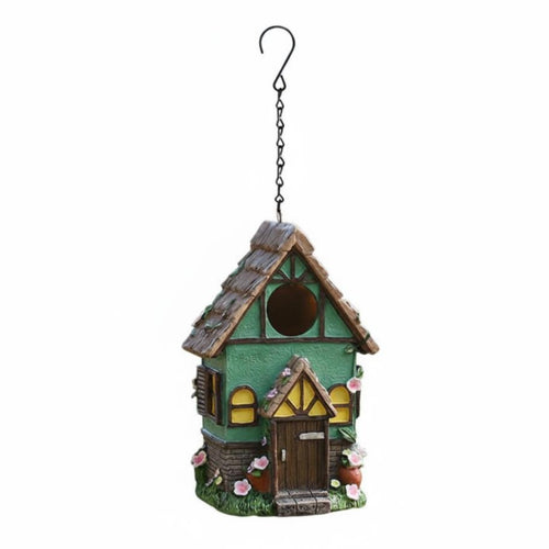 Cottage Birdhouse Hand-Painted Dwelling Birdhouse Easy to Clean Decorative Bird House for Outdoor