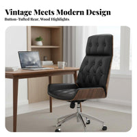 Tufted High-Rear Rolling Chair Vintage Look Upholstered Rotate Chair Padded Padding Ergonomic Design for Professionals, Students