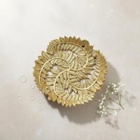 Gilded Leaf Tray Golden Finish Gold Decorative Tray Versatile Decorative Resin Plate for Desktop, Entryway, Washroom