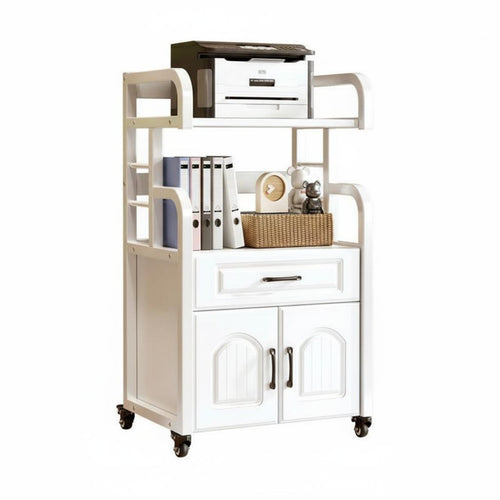 Rolling Storage Cabinet With Wheels Mobile Printer Simple Assembly Multi-Tier Printer Shelf for Study Room