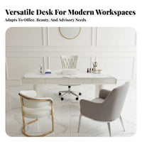 Varnish Ed Computer Desk Light High-End Design French Design Vanity Desk Baked Varnish Finish Large Office Table for Nail Technicians, Women