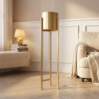 Plant Stand with Pot for Plant Stands Indoor, Metal Craft Living Room Decor, Tall Plant Pot Stand with Round Base, Nordic Style Metal Design