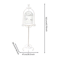 Birdcage Flower Stand Distressed White Round Plant Riser Arched for Courtyard