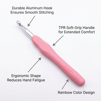 Ergonomic Crochet Hooks Set for Arthritic Hands, Smooth Handles for Effortless Crocheting, Complete Size Range for Beginners, Aluminum Tips