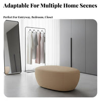 Pebble-Shaped Pouf Minimalist Design Upholstered Stool Space-Saving for Adults