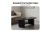 Oval Coffee Table with Shelf Modern Design two-shelf Oval Table Space-Saving Minimalist & aesthetic for Families