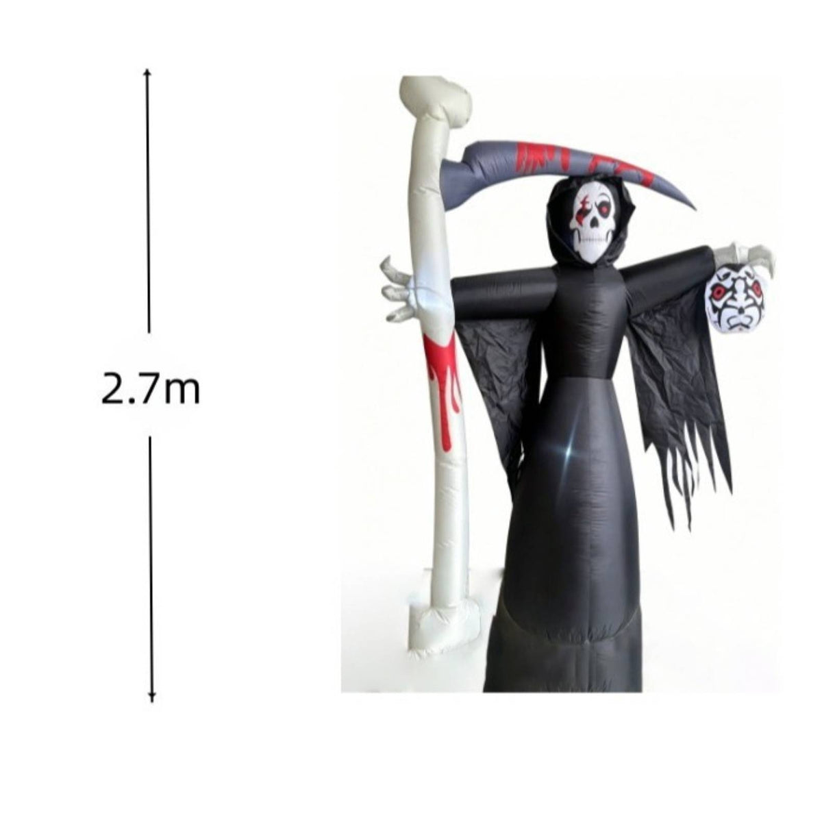 Inflatable Grim Reaper with Blade Spooky Inflatable Grim Reaper Decoration Freestanding Giant for Yard, Haunted House