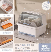 厨房放碗筷收纳盒带盖家用沥水碗柜收纳架装餐具碗碟盘置物架加厚 特大号-阳光橙【升级加厚款】5-7人用