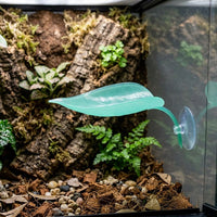 Realistic Crested Gecko Tank Accessories, Basking Perch for Small Reptiles, Artificial Leaf Decoration with Suction Cup Habitat Decor