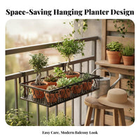 Hanging Railing storage rack areaSaving Balcony Shelf mesh Design for Fence, Gardeners
